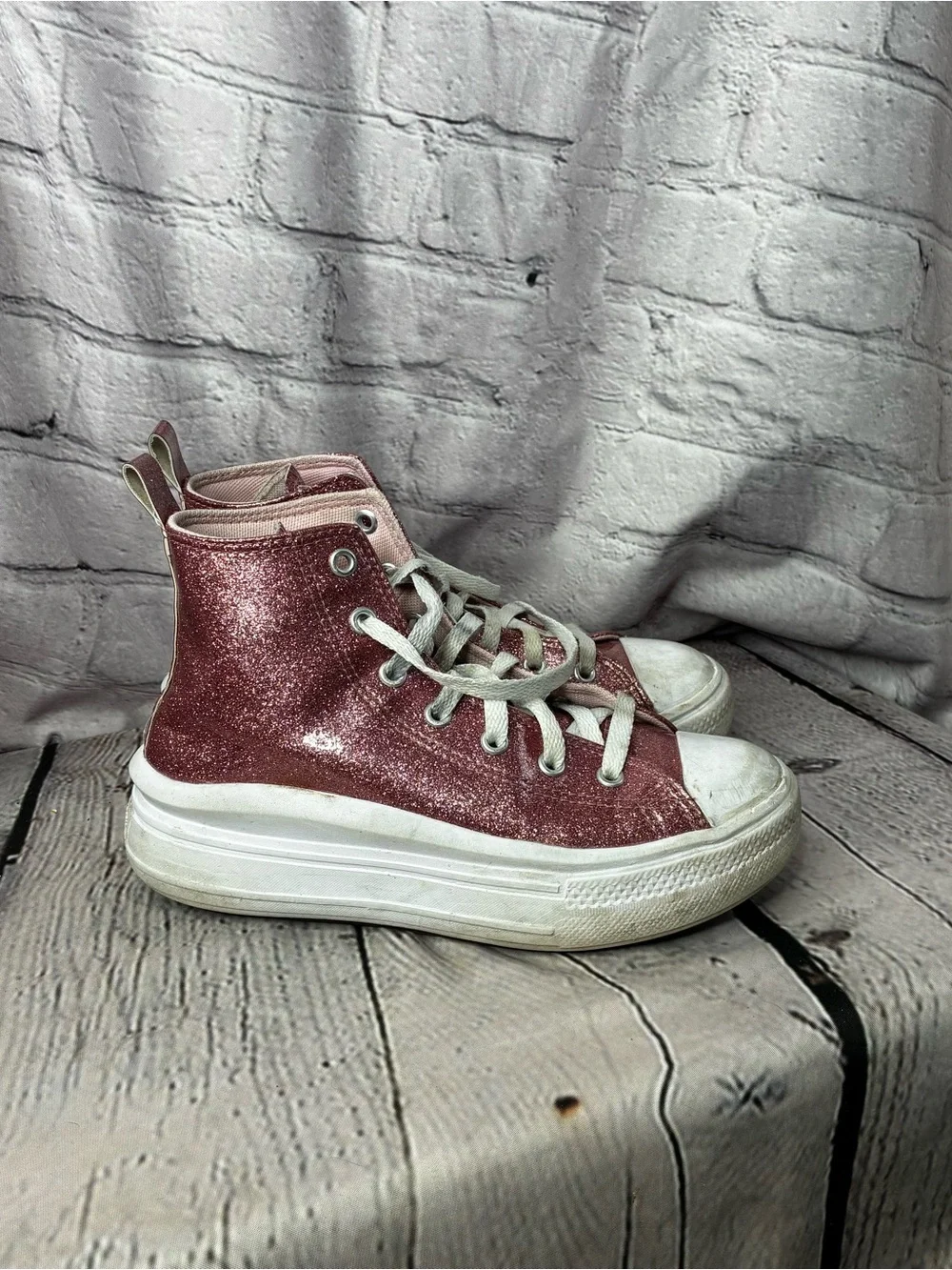 Converse Chuck Taylor All Star Move Platform Glitter Pink High Top Sneakers Sz 3